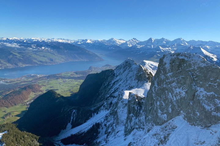 A great view of the Stockhorn mountain with snow covered